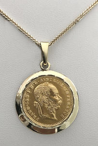 Zlatý přívěsek s mincí František Josef I. 1915 