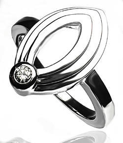 Zlatý prsten s diamantem 035568 