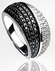 Zlatý prsten s diamanty Black and White 039523 