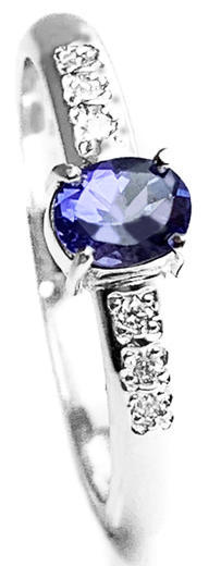 Stuchlík zlatý prsten se safírem a diamanty 015150  - 1