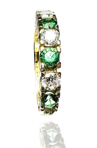 Zlatý prsten se zeleným zirkonem 201276  - 1