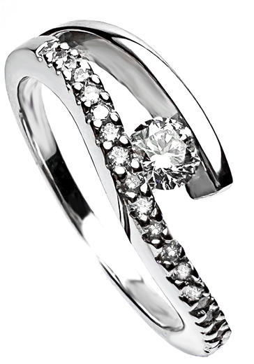 Zlatý prsten s diamanty 038629  - 1