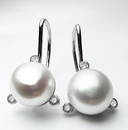 Stuchlík perlové náušnice s diamanty 023849  - 1