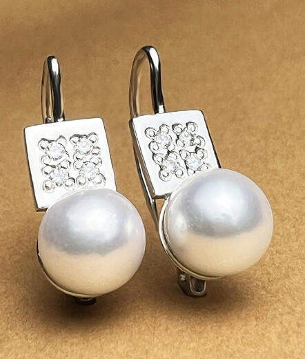 Stuchlík perlové náušnice s diamanty 023203  - 1