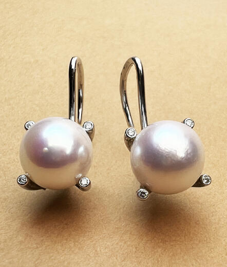 Stuchlík perlové náušnice s diamanty 023294  - 1
