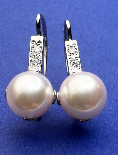 Stuchlík perlové náušnice s diamanty 023500  - 1