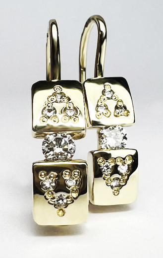Zlaté náušnice s diamanty 023522  - 1