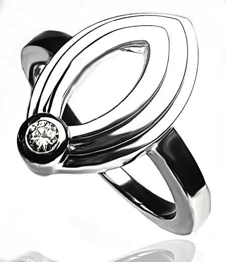 Zlatý prsten s diamantem 035568  - 1