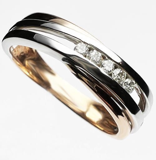 Zlatý prsten s diamanty 039131  - 1