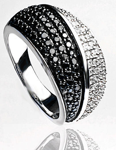 Zlatý prsten s diamanty Black and White 039523  - 1