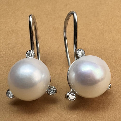 Stuchlík perlové náušnice s diamanty 023849  - 2