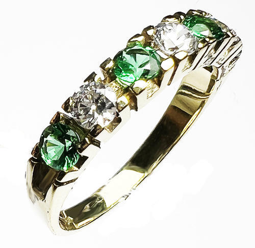 Zlatý prsten se zeleným zirkonem 201276  - 2