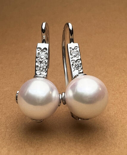Stuchlík perlové náušnice s diamanty 023500  - 2