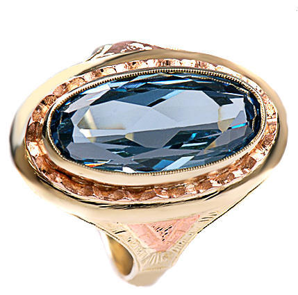Zlatý prsten s akvamarínem P1023  - 2
