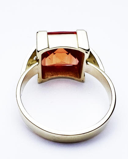 Zlatý prsten s padparadžou 014936  - 3
