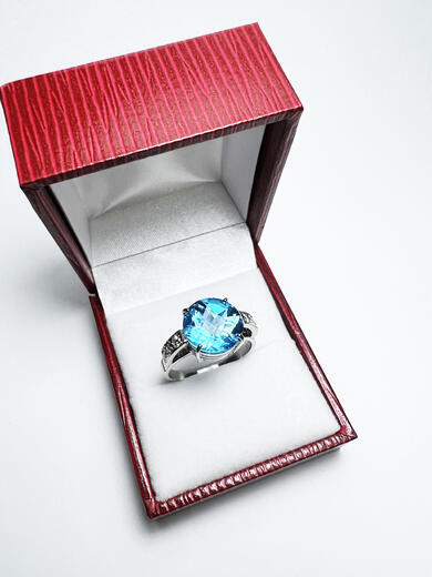 Stuchlík zlatý topazový prsten s diamanty 015397  - 3
