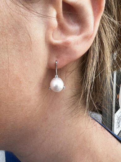 Stuchlík perlové náušnice s diamanty 023849  - 3