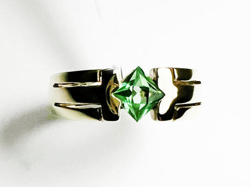 Stuchlík zlatý prsten se zeleným zirkonem 015358  - 3