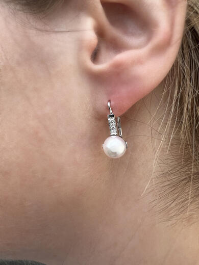 Stuchlík perlové náušnice s diamanty 023500  - 3