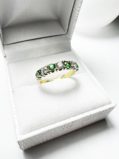 Zlatý prsten se zeleným zirkonem 201276  - 3