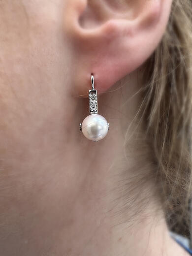 Stuchlík perlové náušnice s diamanty 023500  - 4