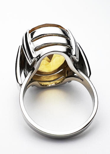 Zlatý prsten s citrínem a diamanty 015120  - 4