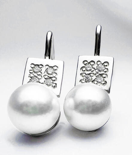 Stuchlík perlové náušnice s diamanty 023203  - 4