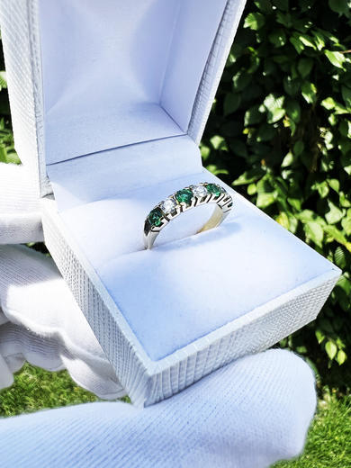 Zlatý prsten se zeleným zirkonem 201276  - 4