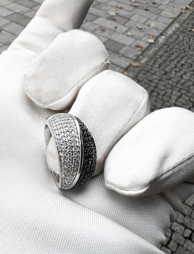 Zlatý prsten s diamanty Black and White 039523  - 6