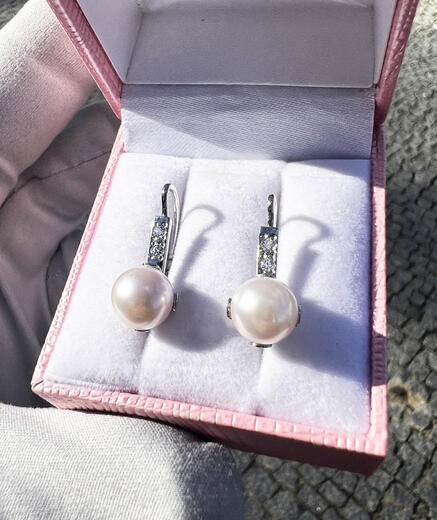 Stuchlík perlové náušnice s diamanty 023500  - 7