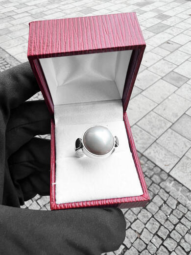 Stuchlík zlatý perlový prsten 014935  - 7